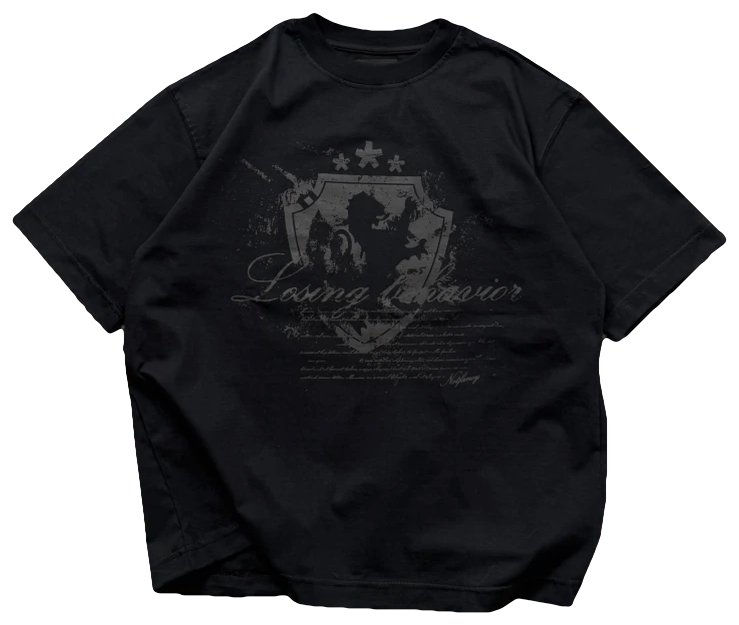 Remera oversize negra con la gráfica tonal Losing Behavior