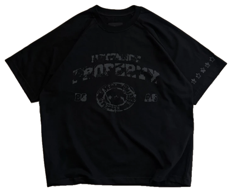Remera negra manga corta con la gráfica tonal Notfancy Property